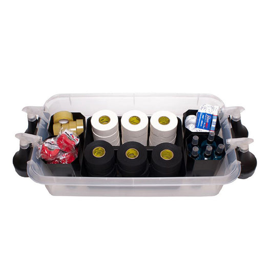 Krabice na materiál Hockey s víkem & kolečky – pro pásky, šňůry & příslušenství