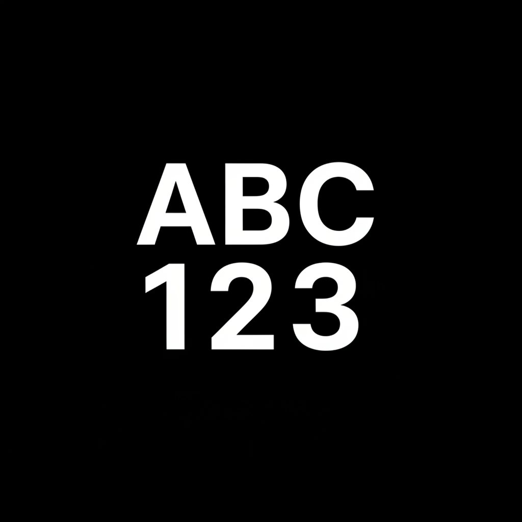 Můžeš vygenerovat čtvercový obrázek pro SHopify. Na obrázku má být bílý podklad, vyříznutá písmena ABC a pod písmeny vyříznutá čísla 123.
ABC a 123 mají být stejně velká a stejně široká.